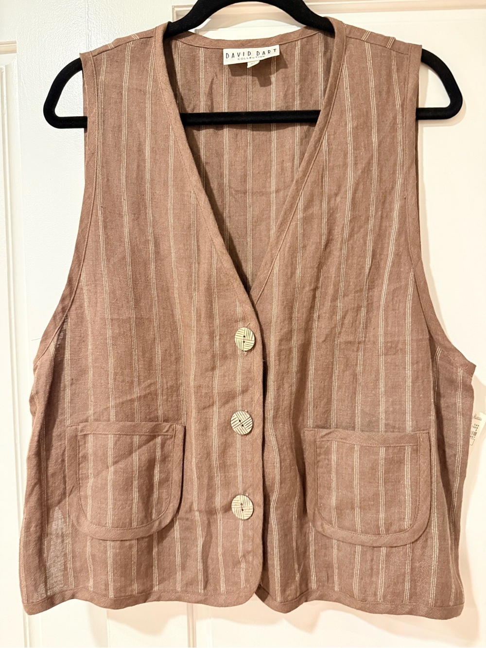 Vintage David Dart Linen Striped Button Vest